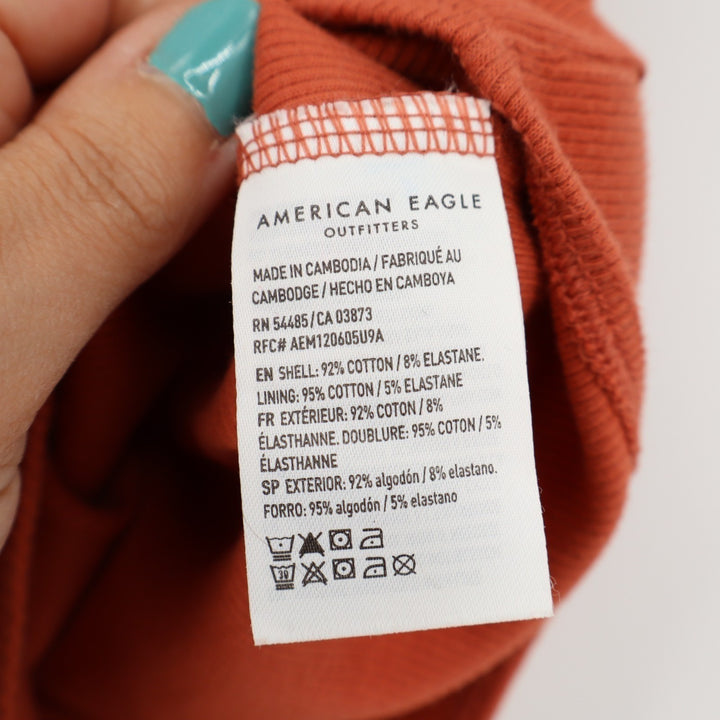 American Eagle Outfitters Bodysuit Womens Medium Orange Cotton Stretch Ribbed