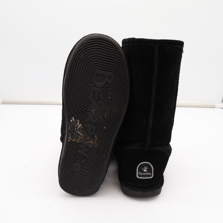 Bearpaw Bootie Womens US 10 Black Suede Fleece Lined Round Toe Mid Calf Boots