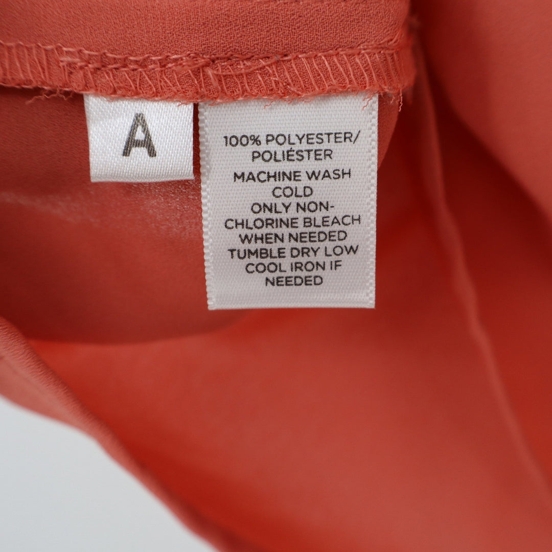 Ann Taylor LOFT Womens Small Coral Pink Cap Sleeve Collared Henley Blouse Top