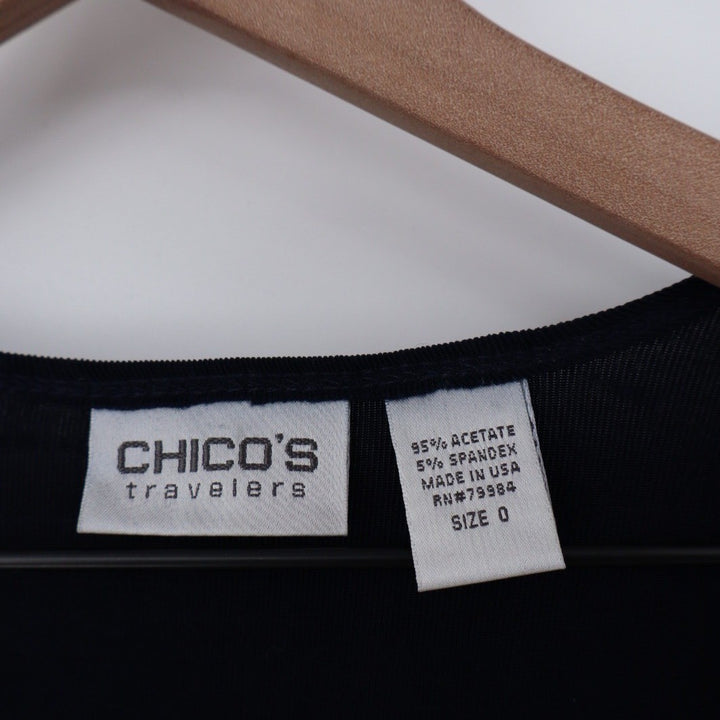 Chicos Travelers Navy Blue Long Sleeve Knot Front Cardigan Sweater Size 0/S