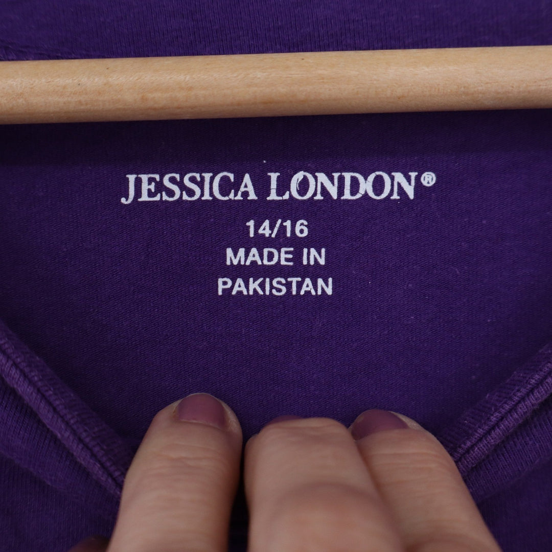 Jessica London Purple Boatneck Tunic Top Gold Shoulder Buttons 14/16