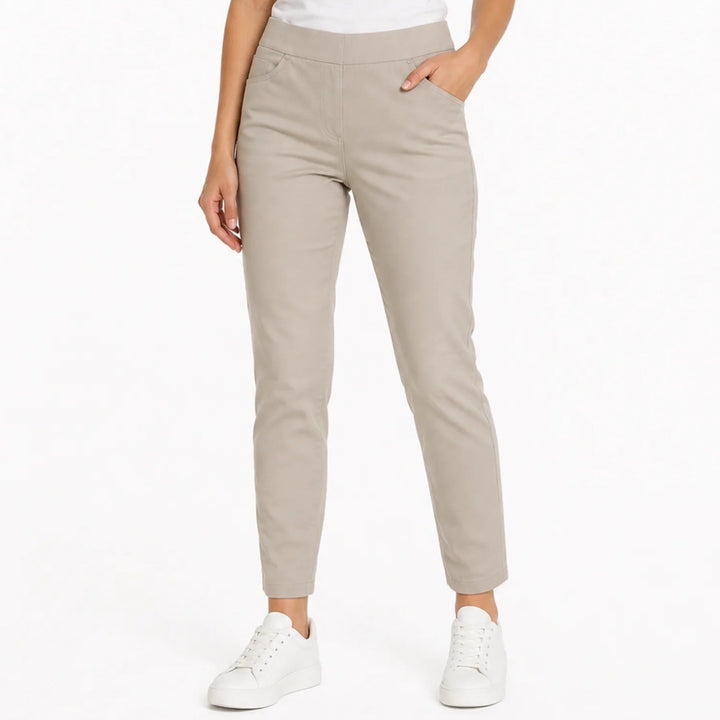 Millers Woman Beige Pull On Bengaline Slim Leg Pants Size 10 Sand Stretch Cotton