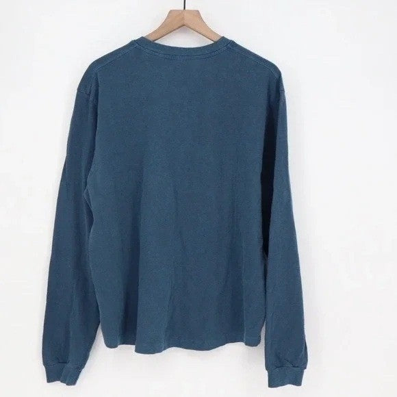 American Giant Broken-in Premium Slub Henley T Shirt Mens XL Teal Ribbed Collar