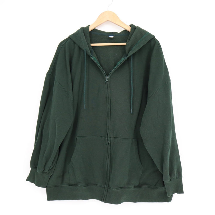 Old Navy Socomfy Hoodie Mens XL Forest Green Cotton Full Zip Ribbed Long Sleeve