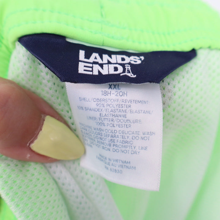Lands' End Mens XXL Swim Trunks Neon Lime Green Board Shorts 8 Inch Inseam