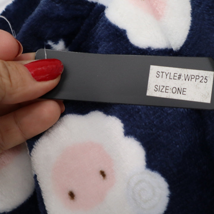 C-Mode Navy Blue Sheep Print Fleece Pajama Pants One Size NEW