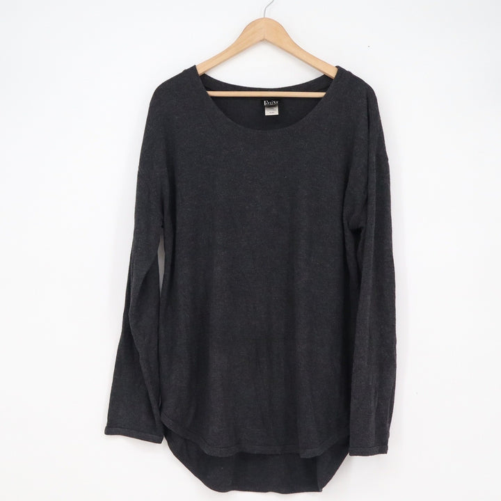 Felina Womens Long Sleeve Scoop Neck High Low Top Charcoal Gray XL