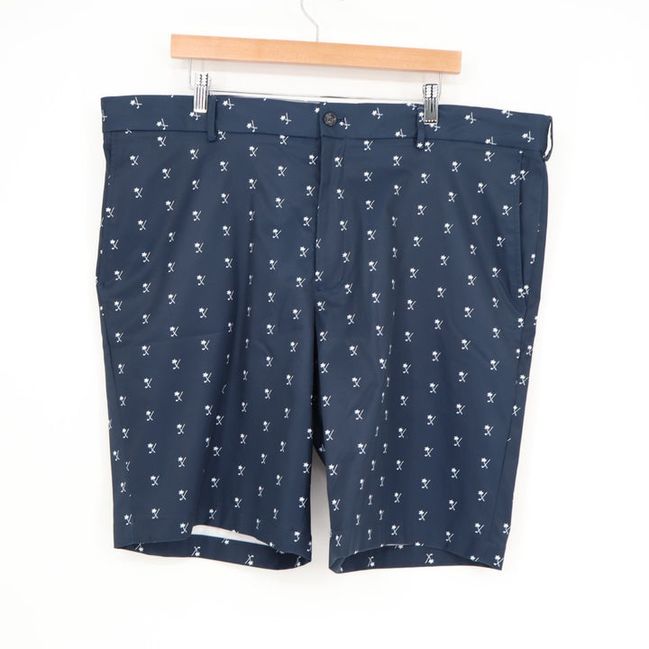 Walter Hagen Perfect 11 Chino Shorts Men 42 Navy All Over Print Performance Golf
