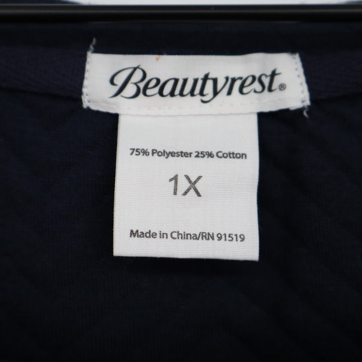 Beautyrest Sweatshirt Womens 1X Navy Round Neck Kangaroo Pocket Long Sleeve