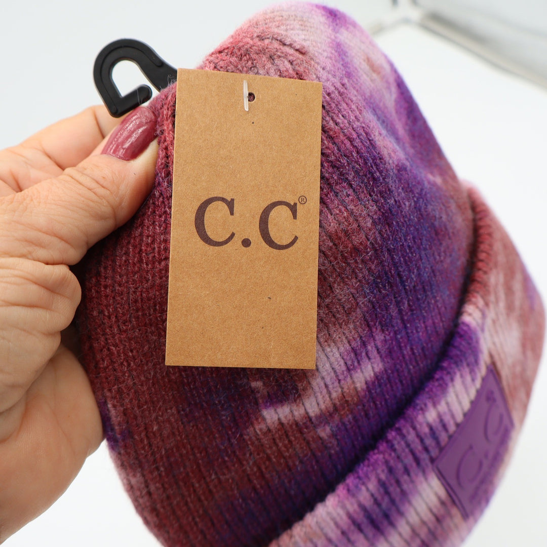 C.C Beanie Womens OS Iris Wild Ginger Tie Dye Ribbed Knit New