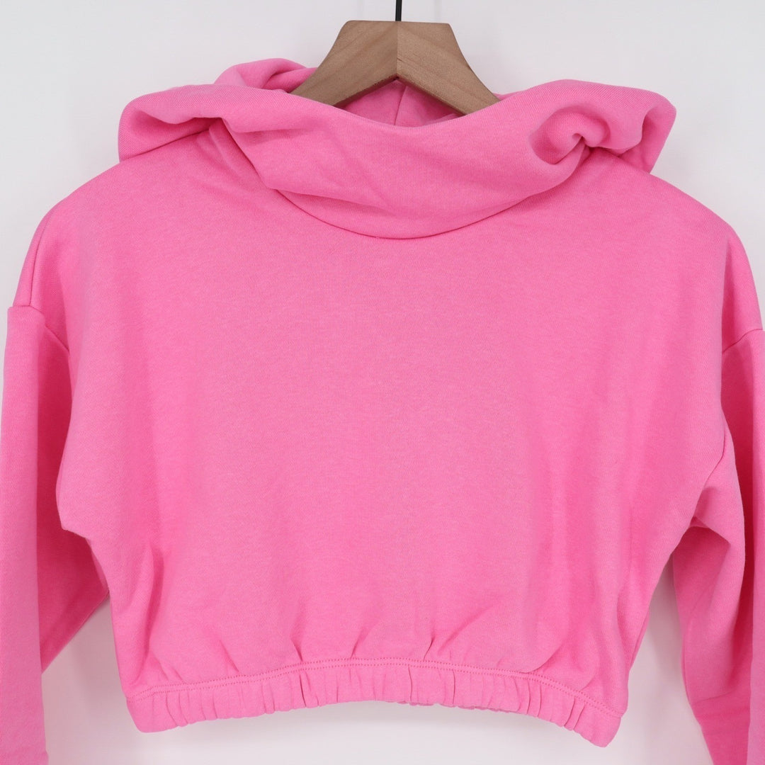 Naked Wardrobe Women's Pink Cropped Hoodie Sweatshirt Size L