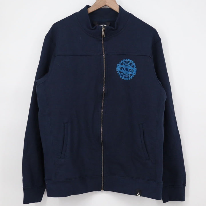 American Giant Moto Full Zip Mike Rowe Sweatshirt Mens XL Oxford Blue Cotton