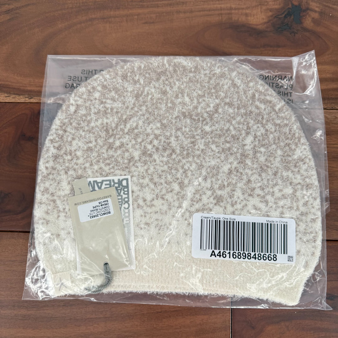 Barefoot Dreams CozyChic Lite Confetti Beanie Hat Womens OS Cream Taupe Knit Cap