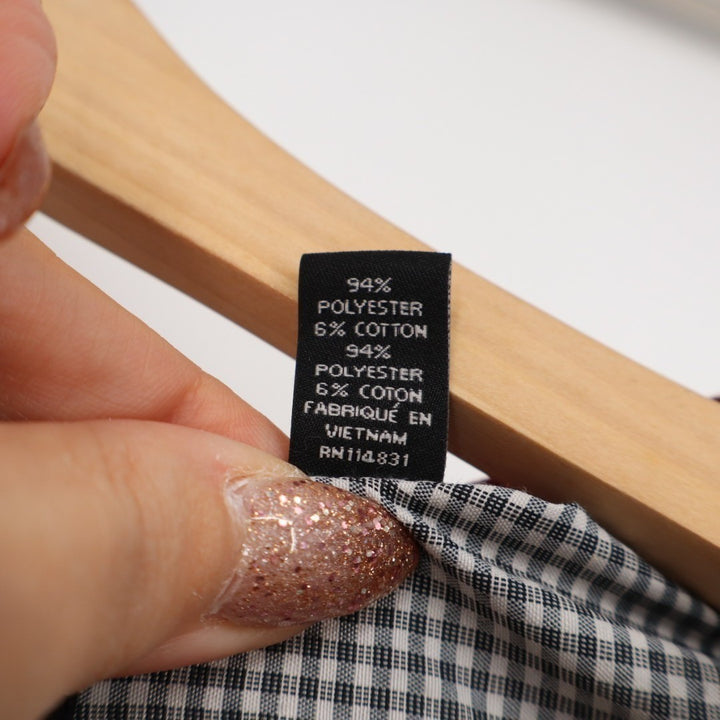 Nicole Miller Dress Shirt Mens L (16-16.5) Black White Gingham Check Button Up