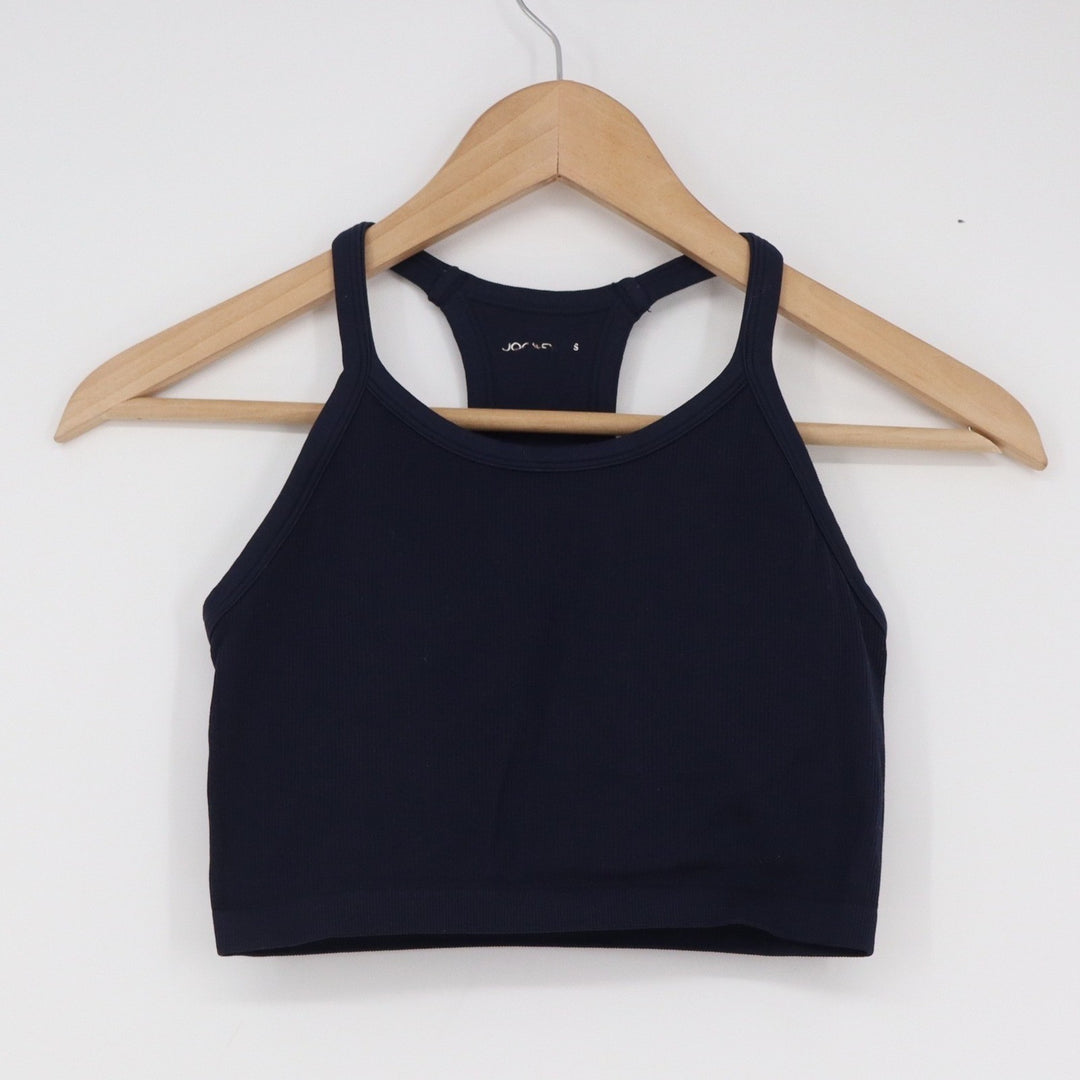 Jockey Womens Navy Blue Ribbed Seamless Racerback Sports Bra Crop Top Size S