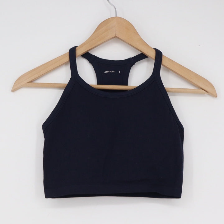 Jockey Womens Navy Blue Ribbed Seamless Racerback Sports Bra Crop Top Size S