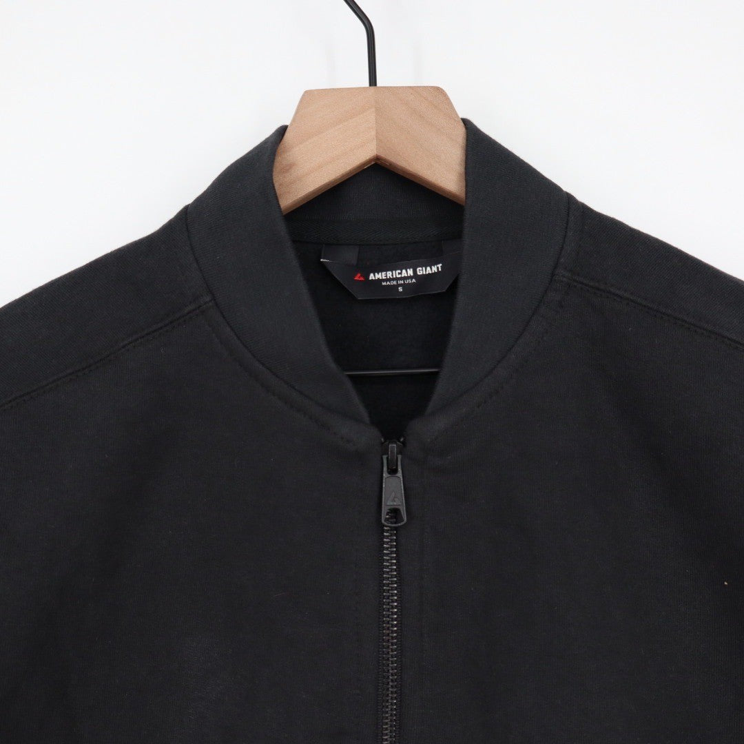 American Giant Full Zip Bomber Jacket Black Cotton Made in USA Mens Size S
