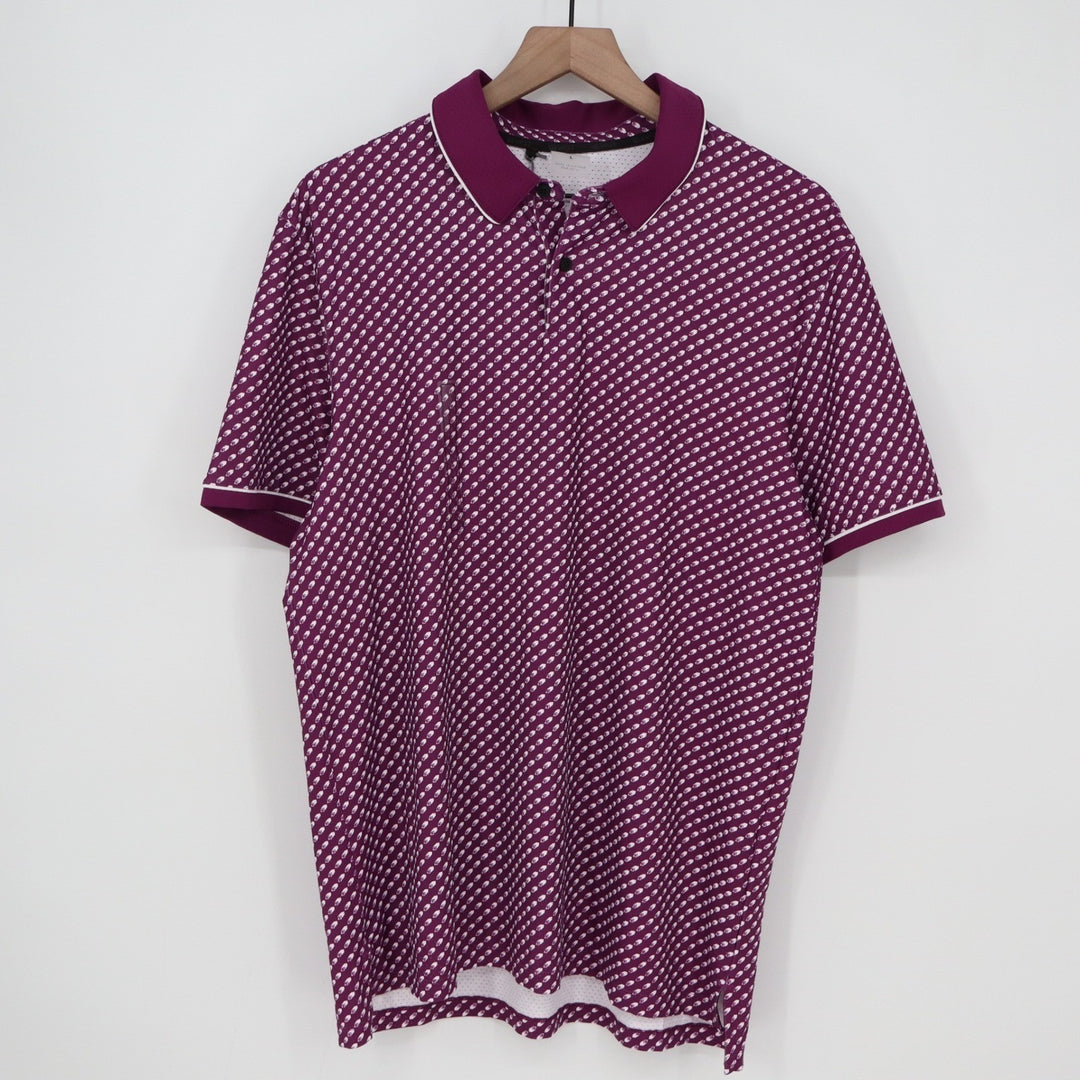 VRST Mens Contrast Printed Polo Shirt Black Cherry Geometric Large