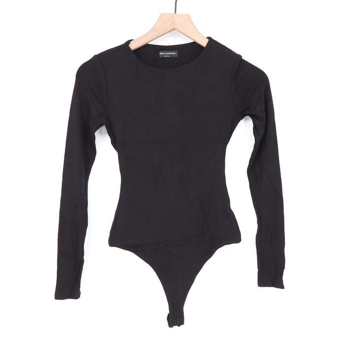 Naked Wardrobe Black Long Sleeve Open Back Cutout Bodysuit Size M