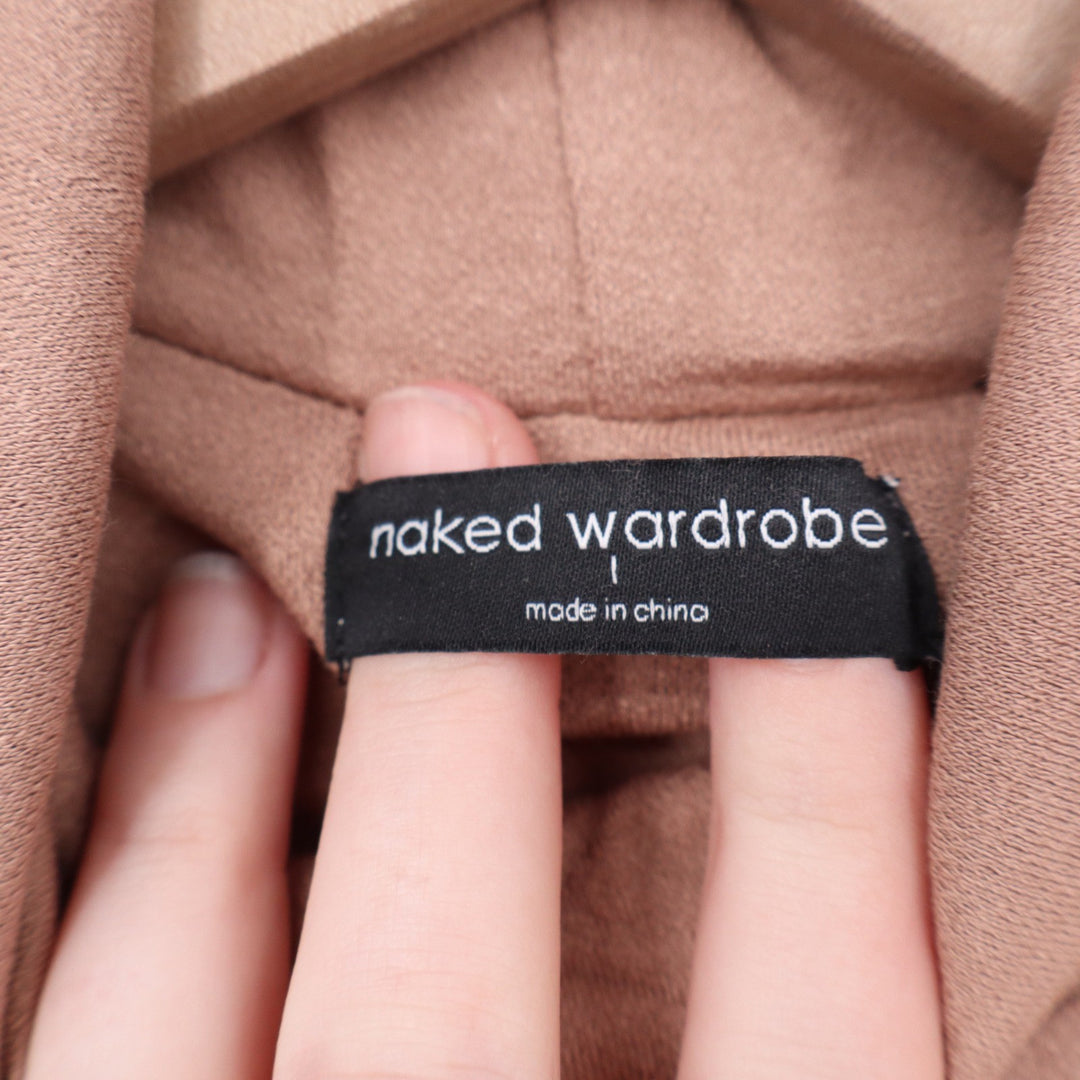 Naked Wardrobe Long Sleeve Turtleneck Bodysuit Mauve Tan Large
