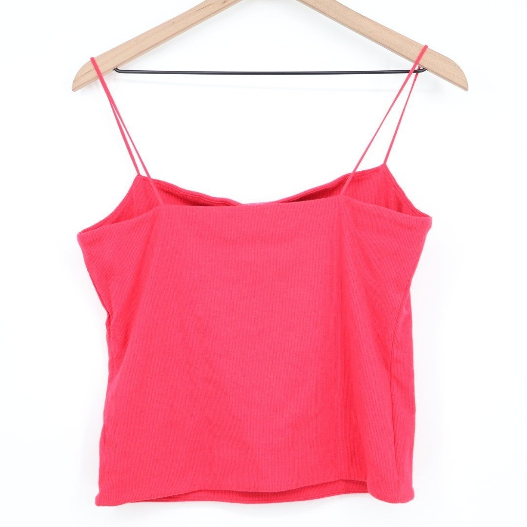 Madewell Tank Top Women's XL Red Cotton Stretch Square Neck Spaghetti Strap