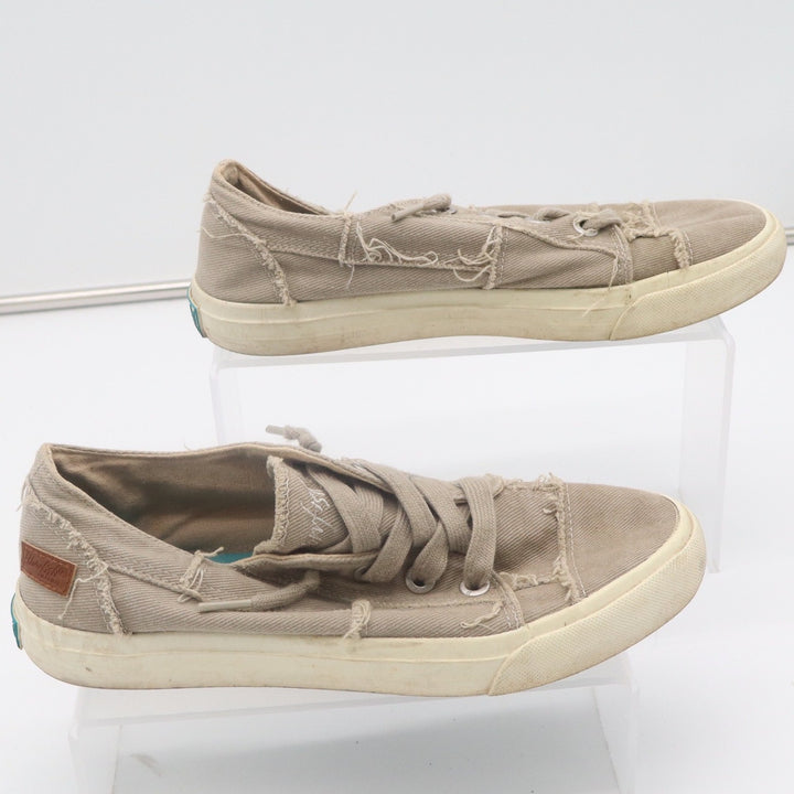 Blowfish Malibu Womens 8 Khaki Canvas Frayed Distressed Low Top Sneakers
