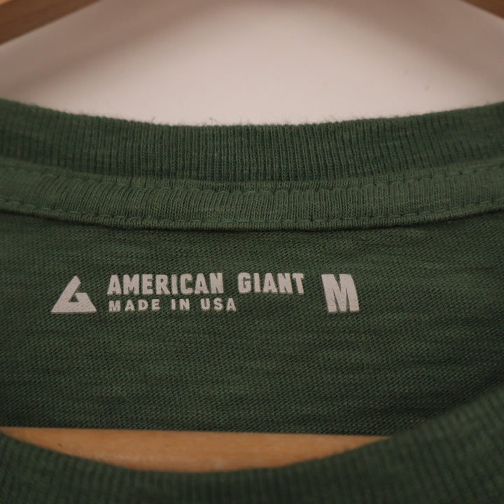 American Giant Premium Slub Crew Tee Shirt Mens Medium Fern Green Jersey Cotton