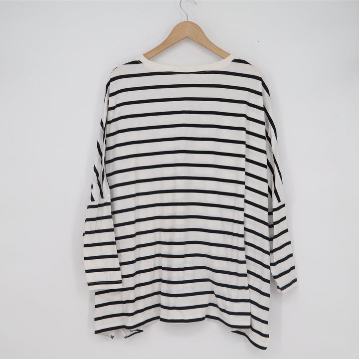 Shein Curve Womens 2XL Striped Long Sleeve Top Black White Oversized