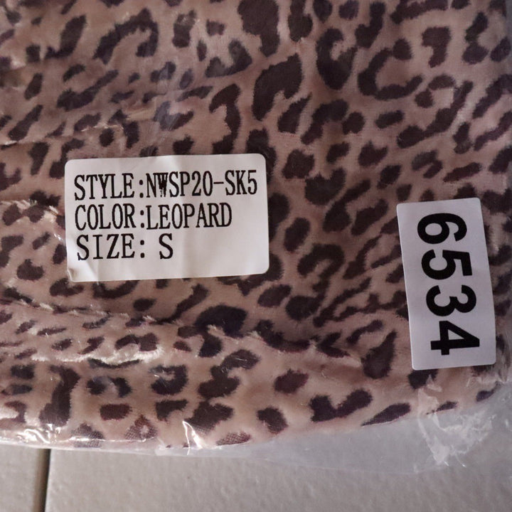 Leopard Print Draped Mini Skirt Velvet Texture Ruffle Size Small