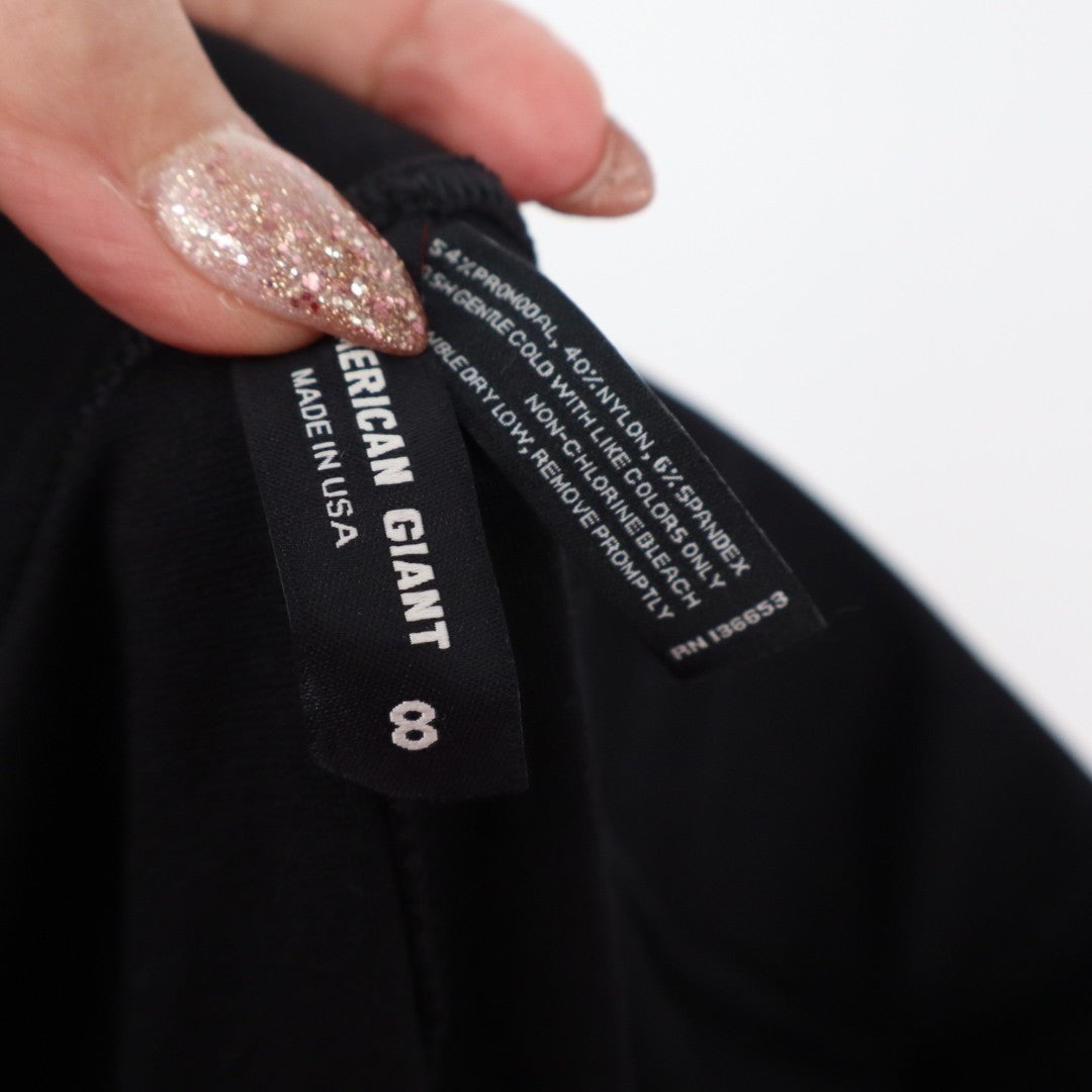 American Giant Ponte Kick Flared Leg Pants Womens 8 Super Black Stretch Cropped