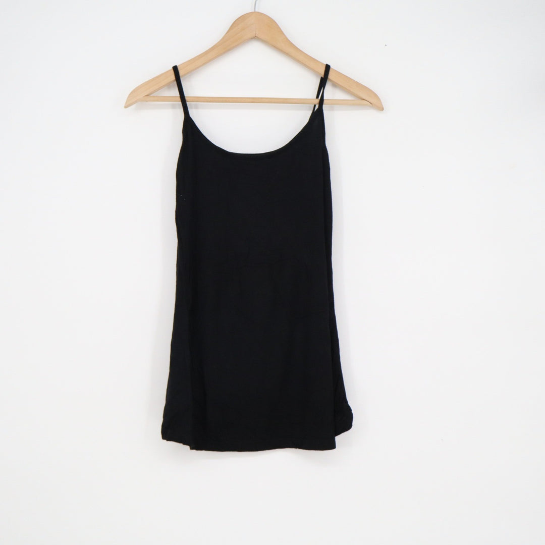 Haican Black Spaghetti Strap Camisole Scoop Neck Layering Tank Top