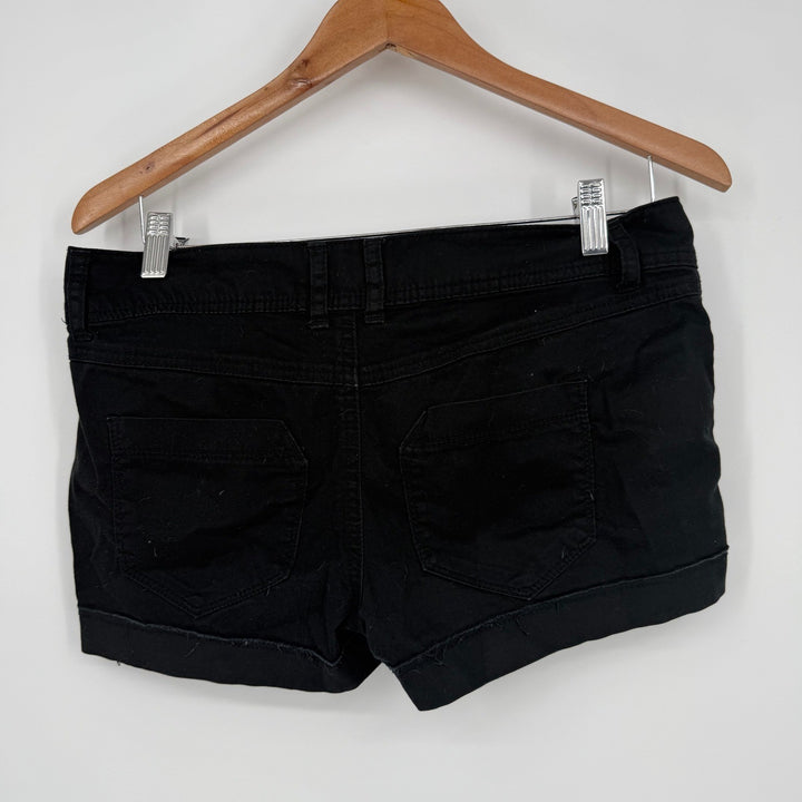 Forever 21 Black Denim Cuffed Shorts Size 26 Button Fly