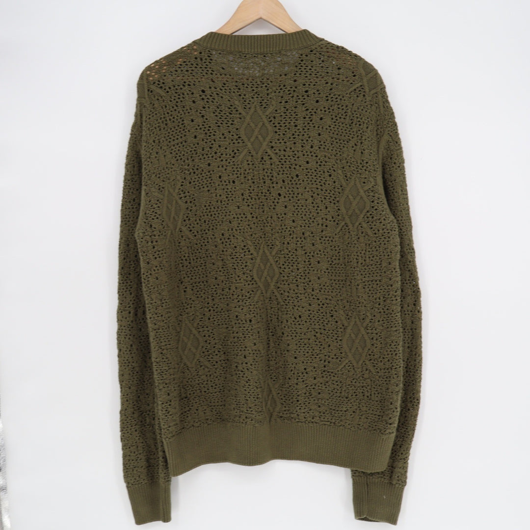 Daily Paper Mens Olive Green Diamond Open Knit Cotton Sweater Size M DVC 071