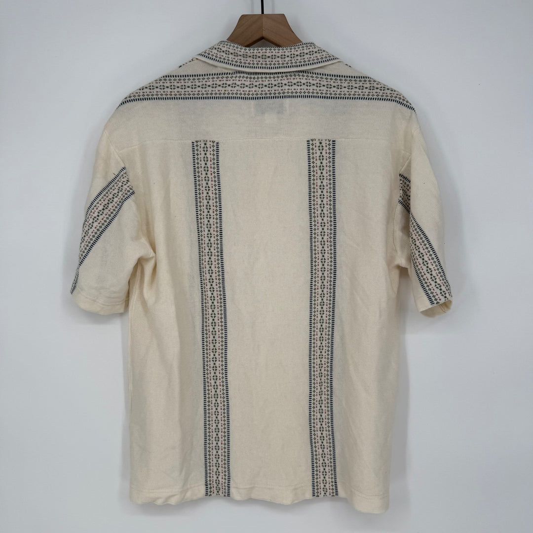 American Eagle Mens Medium Knit Camp Shirt Short Sleeve Button Up Patterned