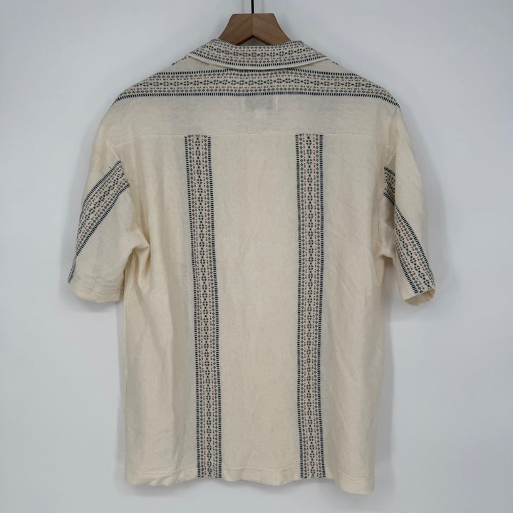 American Eagle Mens Medium Knit Camp Shirt Short Sleeve Button Up Patterned