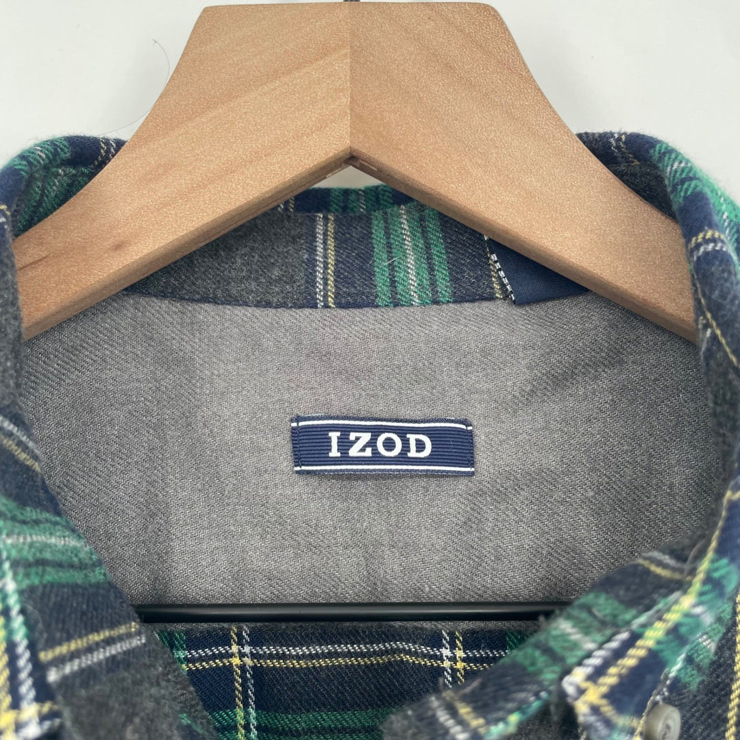 IZOD Mens Plaid Flannel Long Sleeve Button Up Shirt Size M