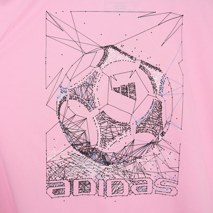 Adidas Youth Art of Soccer Tee True Pink Geometric Graphic Shirt  L 14/16
