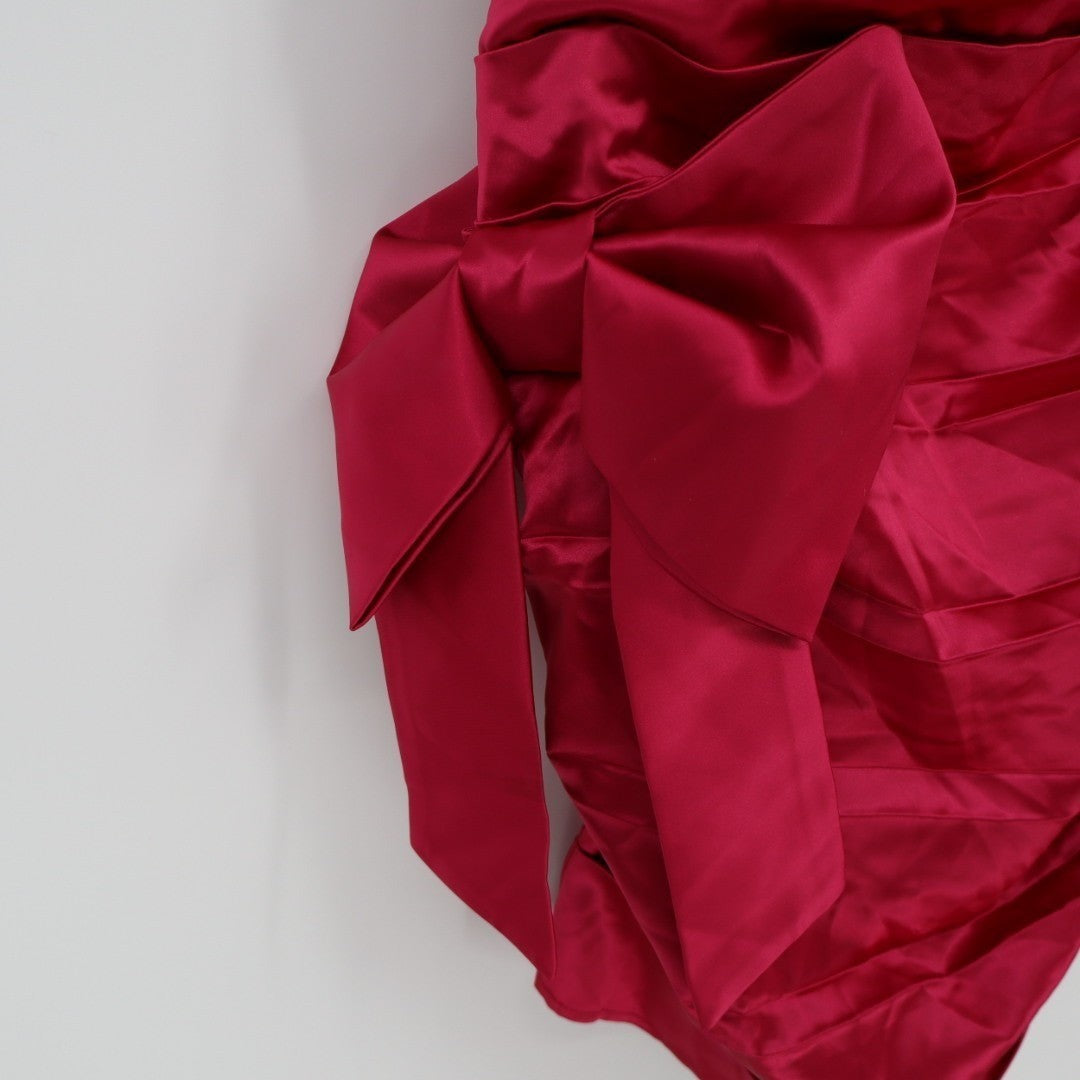 Lulus Major Event Mini Dress Womens Large Fuchsia Satin Ruched Bow Strapless
