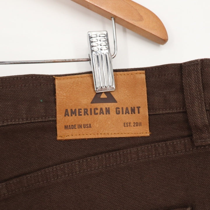 American Giant Roughneck Pants Men 38x30 Brown Cotton Stretch 5-Pockets Straight