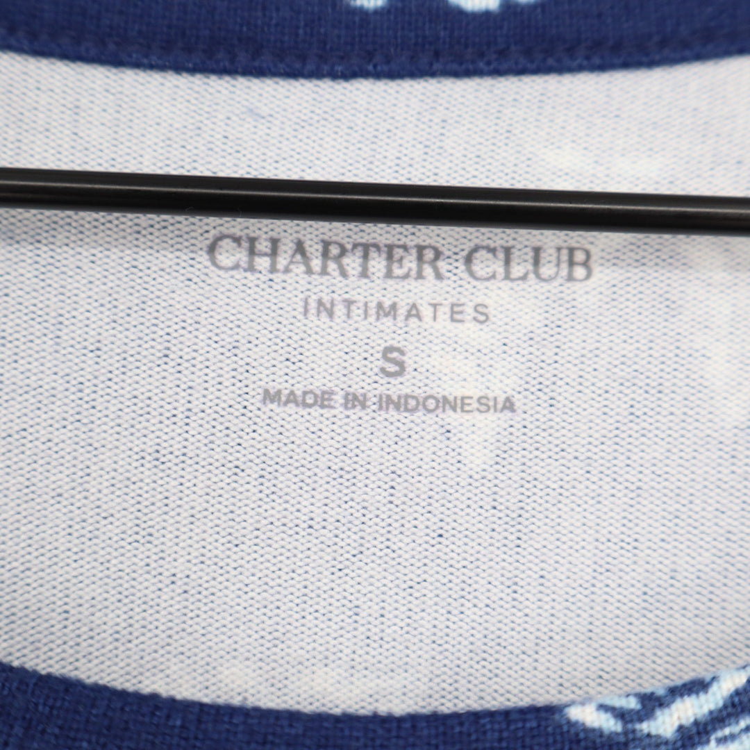 Charter Club Intimates Navy Blue Pine Tree Print Long Sleeve Nightgown Small