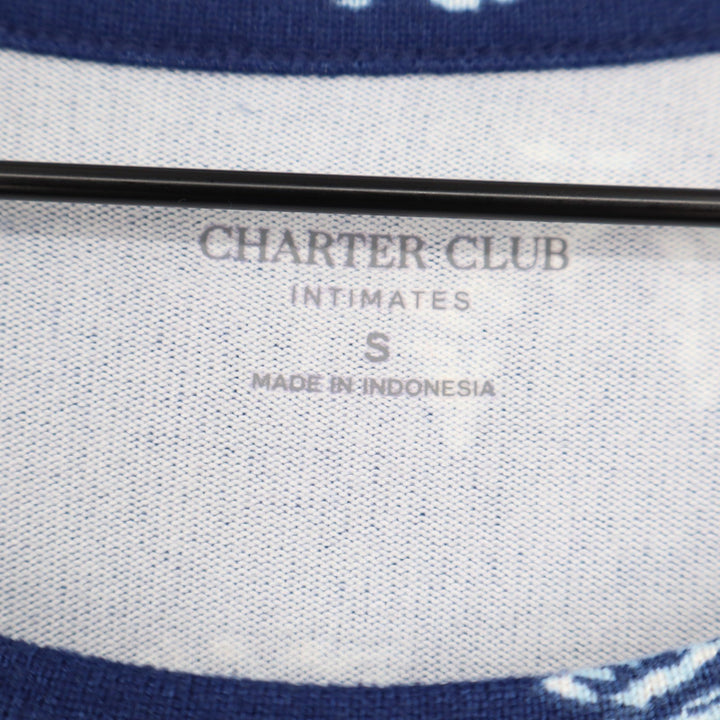 Charter Club Intimates Navy Blue Pine Tree Print Long Sleeve Nightgown Small