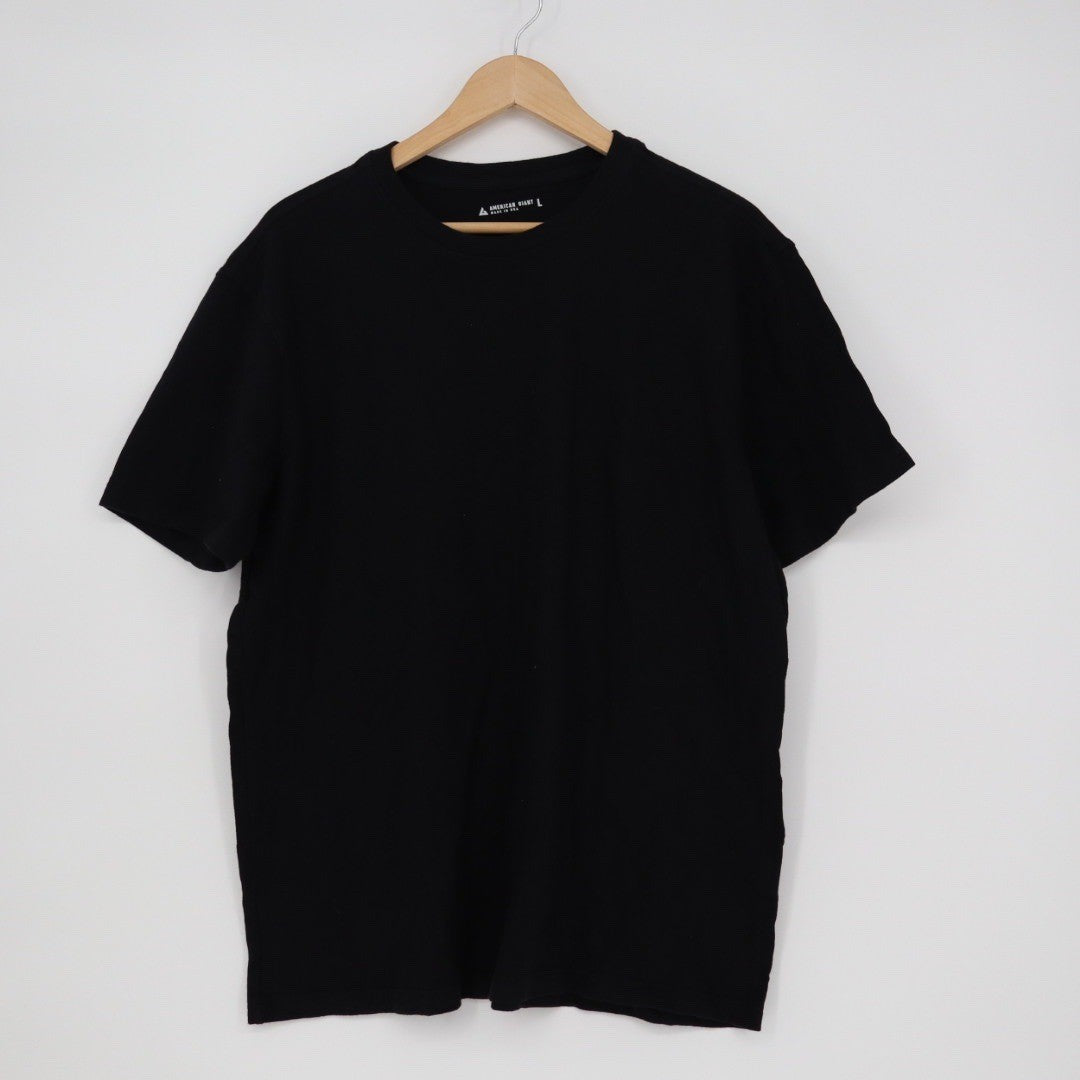 American Giant Mens Black Crew Neck Short Sleeve T Shirt Size L Made in USA