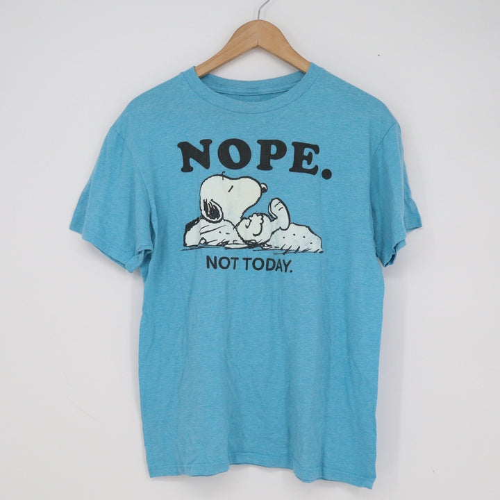 Peanuts Snoopy Nope Not Today Graphic T-Shirt Mens Medium Blue Heathered Tee