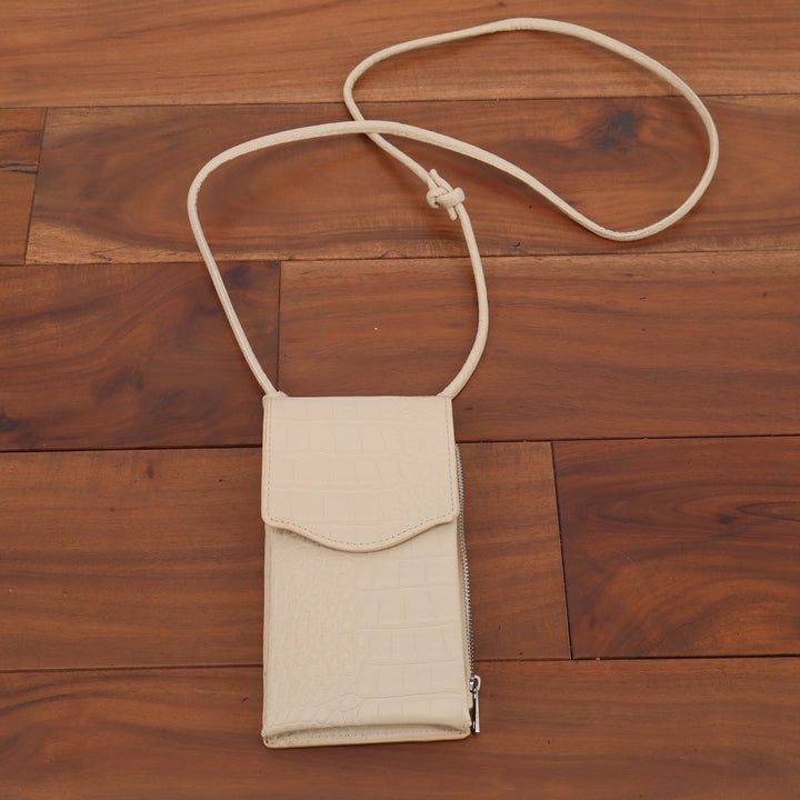 A New Day Cream Croc Embossed Crossbody Phone Bag Wallet