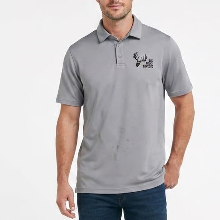 Under Armour Mens Gray Big Rack Spirits HeatGear Polo Shirt Large