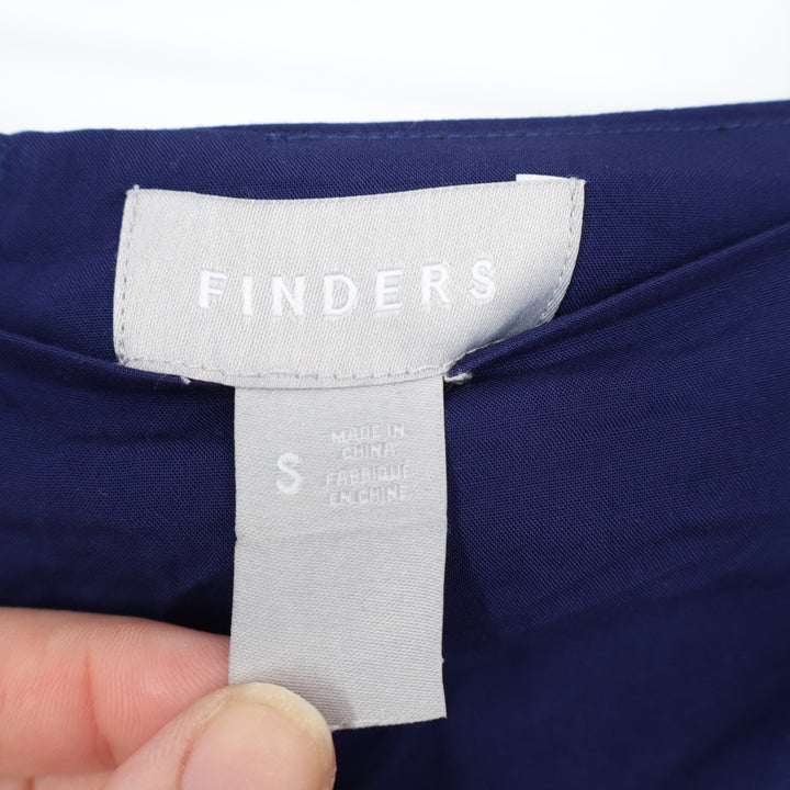 Finders Navy Blue Ruched Back High-Low Midi Skirt Size S Viscose Zipper Ruffle