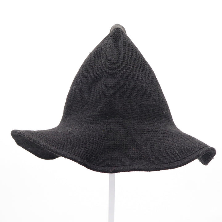 Black Knit Pointed Witch Hat Wide Brim Whimsigoth Costume Accessory