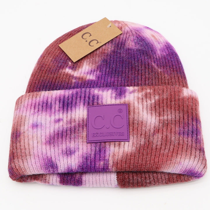 C.C Beanie Womens OS Iris Wild Ginger Tie Dye Ribbed Knit New