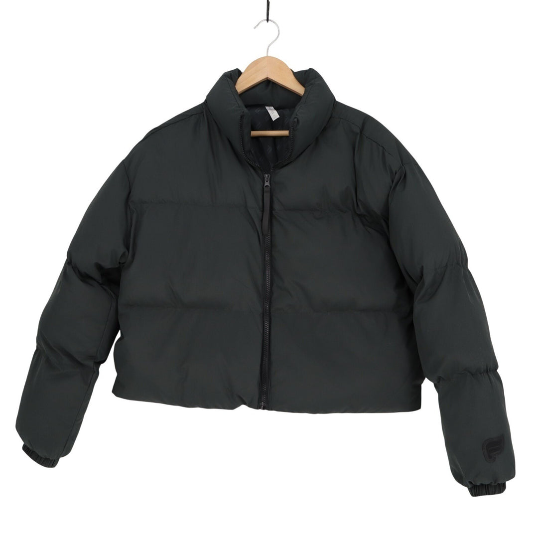 Fabletics Cropped Puffer Jacket Womens Medium Black Quilted Winter Wear Full Zip