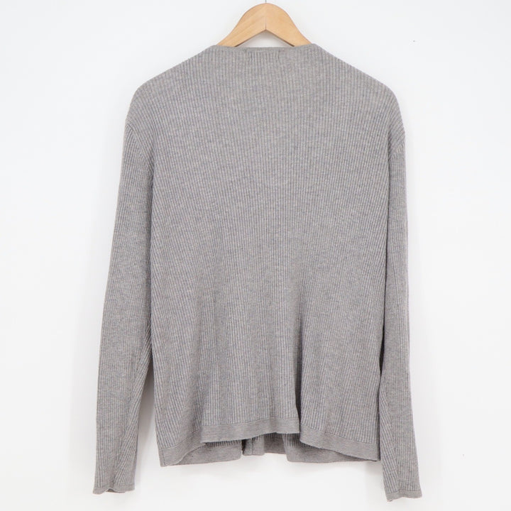 Calvin Klein Gray Ribbed Full Zip Cardigan V-Neck Sweater XL